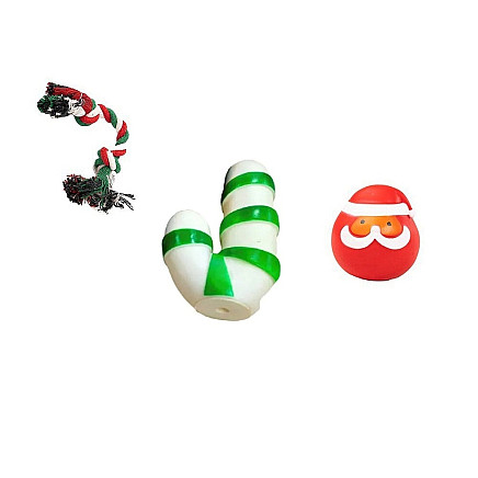 Set of dog toys dog chew tugger 3 pcs mix toy holiday gift
