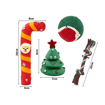 Set of dog toys dog chews tugger 4 pcs mix gift toy christmas