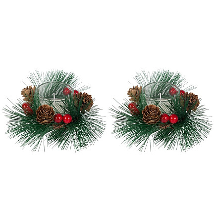 Decorative candles in glass candles wreath set for christmas 2 pcs