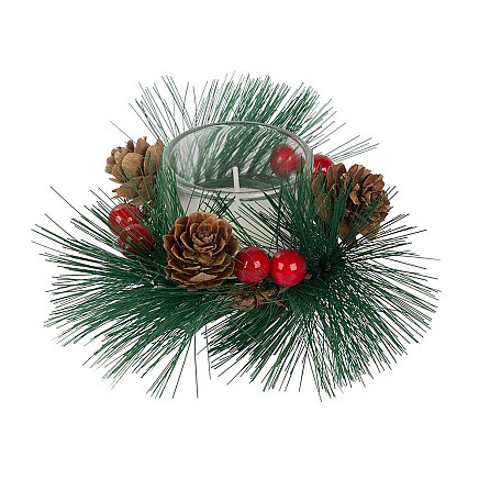 Decorative candles in glass candles wreath set for christmas 2 pcs