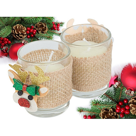 Scented candles in glass candles reindeer christmas set 2 pcs