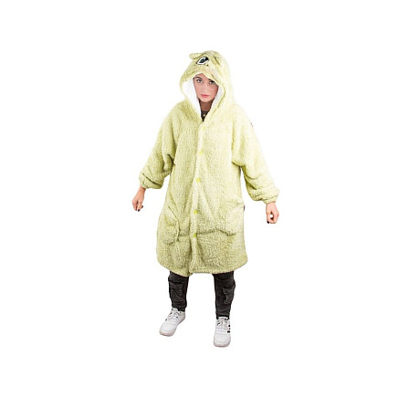 Silts oversize džemperis-sega ar kapuci, mīksts hūdijs 2in1, zaļš