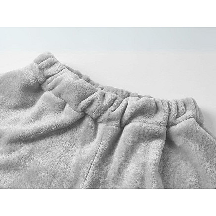 Silta plīša pidžama sievietēm ar kapuci un šortiem XL, pelēka