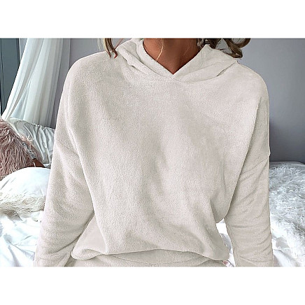 Silta sieviešu plīša pidžama ar kapuci un šortiem, XL, bēša