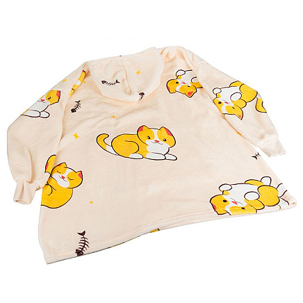 Silts oversize džemperis-sega Kaķēns, mīksts un ērts hūdijs ar kapuci