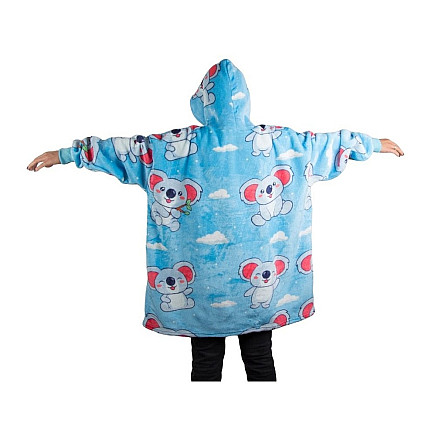 Silts oversize džemperis-sega Koala 2-in-1 ar kapuci, zils