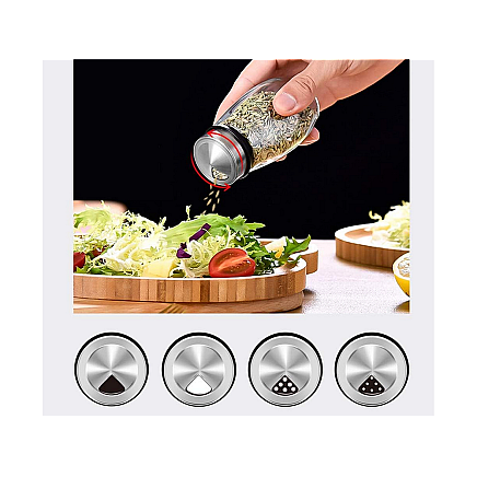 Spice organiser rotary glass containers 6 pieces spice salt