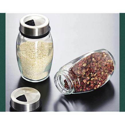 Spice organiser rotary glass containers 6 pieces spice salt