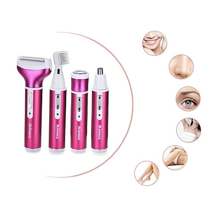 Depilator womens body shaver legs trimmer 4in1 interchangeable tips usb