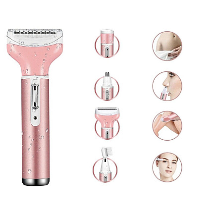 Depilator womens body shaver legs trimmer 4in1 interchangeable tips usb