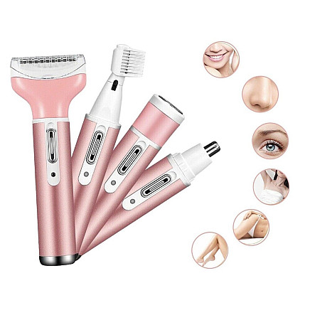 Depilator womens body shaver legs trimmer 4in1 interchangeable tips usb