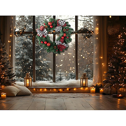 Ziemassvētku Adventes Durvju Vainags, 40 cm