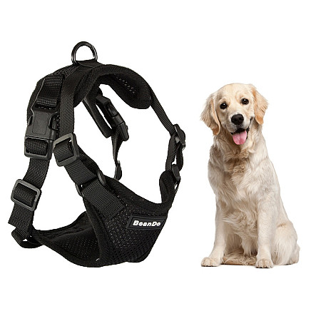 Harness pressureless dog walking harness handle light soft strong buckle xl