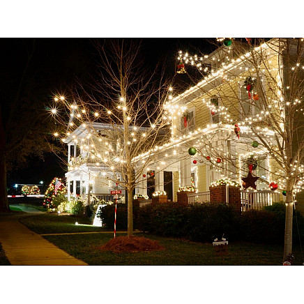 Ziemassvētku eglīšu gaismas iekštelpās balta silta 500 LED apgaismojums 7 programmas