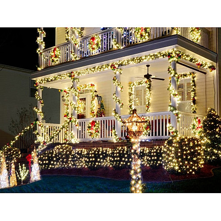 Ziemassvētku eglīšu gaismas iekštelpās balta silta 500 LED apgaismojums 7 programmas