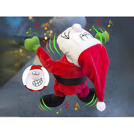 Dejojošs un Dziedošs Ziemassvētku Vecītis, Logu Rotājums, 30 cm