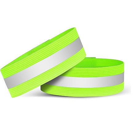 Atstarojošas aproces 2gab, elastīgas drošības lentas ar liplenti, spilgti zaļas