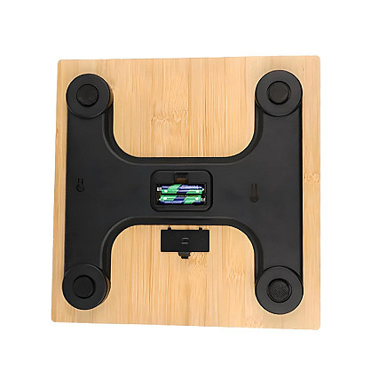 Elektroniskā bambusa digitālā vannas istabas svari ar LCD un temperatūras mērītāju, 180...