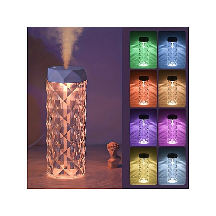 Gaisa mitrinātājs ar aromātu difuzoru, RGB apgaismojums, USB, kristāls, balts