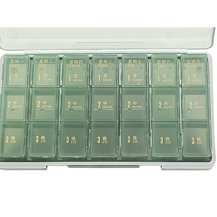 Medicine container tablets box time of day medication cassette weekly