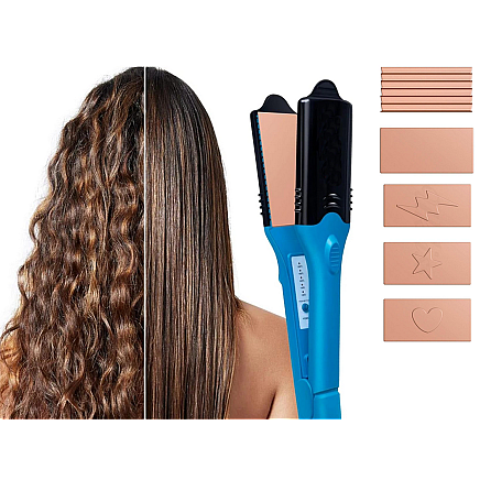 Hair straightener waveguide templates temperature control interchangeable plates