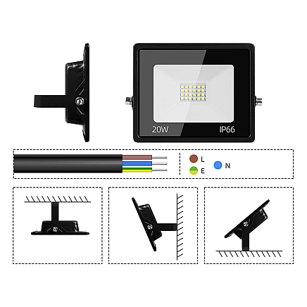 Floodlight halogen spotlight led 20w 6000k outdoor waterproof ip66