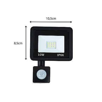 Halogen floodlight led 10w 6000k with dusk-to-dawn sensor ip66