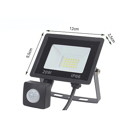 Halogen floodlight led 20w 6000k with dusk-to-dawn sensor ip66