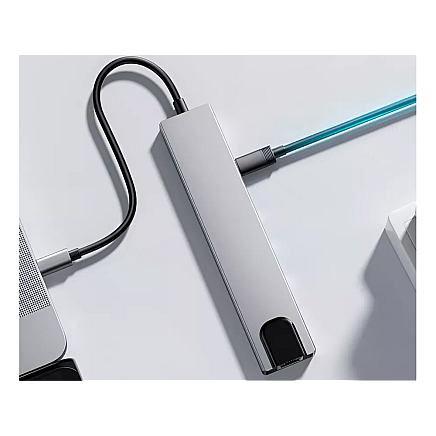 Hub adapter 8in1 connector 2x usb-c thunderbolt 3 2xusb hdmi sd rj45