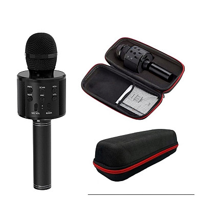 Wireless microphone bluetooth karaoke speaker round with case various modes