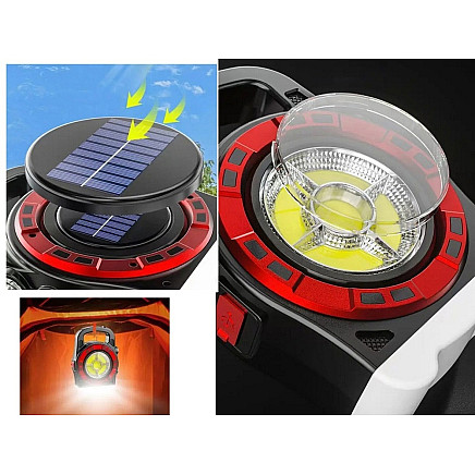 Solar torch portable rechargeable led light powerbank reflector power