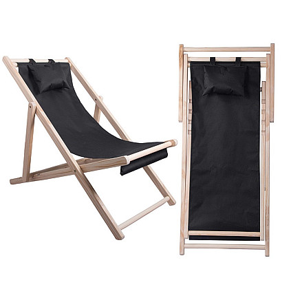 Wooden deckchair beach chairs folding garden cushion beach chair