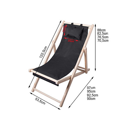 Wooden deckchair beach chairs folding garden cushion beach chair