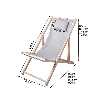 Wooden deckchair beach chairs folding garden cushion beach chair