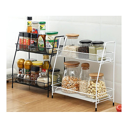 Virtuves plaukts virtuves organizators pastāvīgs divlīmeņu bēniņu garšvielu