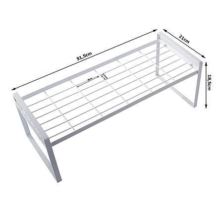 Metal shelf single tier kitchen organiser stand white for kitchen