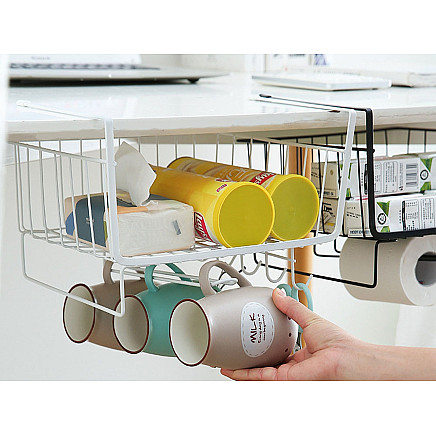 Metāla grozs, kas piekārts zem skapja augšas 5 āķi papīra turētājs