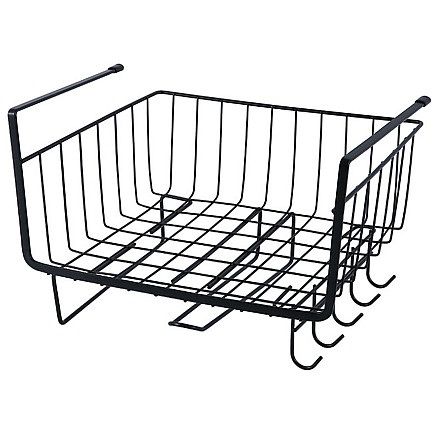 Metal basket under cabinet top 5 hooks paper holder