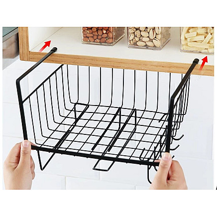 Metal basket under cabinet top 5 hooks paper holder