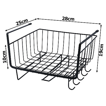 Metal basket under cabinet top 5 hooks paper holder