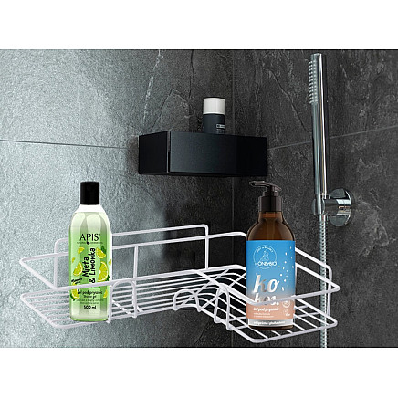 Loft corner bathroom shower shelf hanging hook white