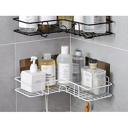 Loft corner bathroom shower shelf hanging hook white