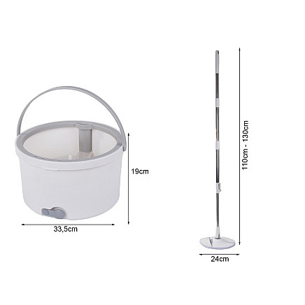 Rotary mop 360 spin bucket set 2x microfibre pads