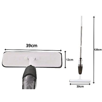 Plakanais mops ar izsmidzinātāju 120 cm, 350 ml + 3 mikrošķiedras uzlikas