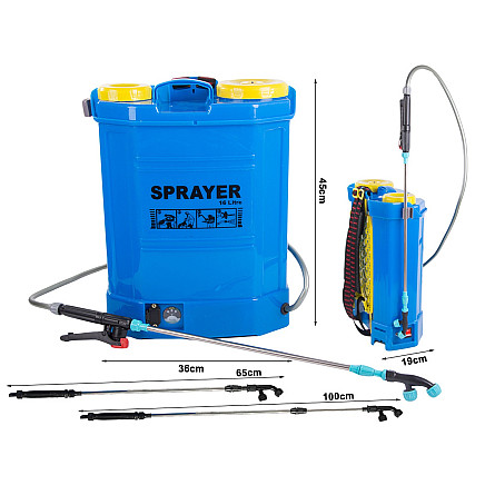 BATTERY BACKPACK PRESSURE SPRAYER GARDEN LONG LANCE 16L