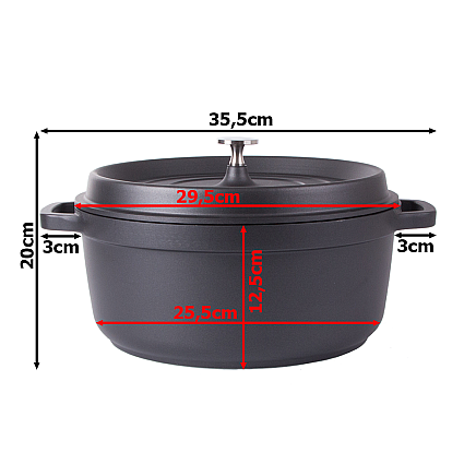 Cepamais katls ar vāku un nepiedegošu pārklājumu, 6,6 l, lietais alumīnijs