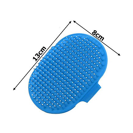 Mīksta masāžas suka suņiem un kaķiem, spalvas un pavilnas ķemme, zila