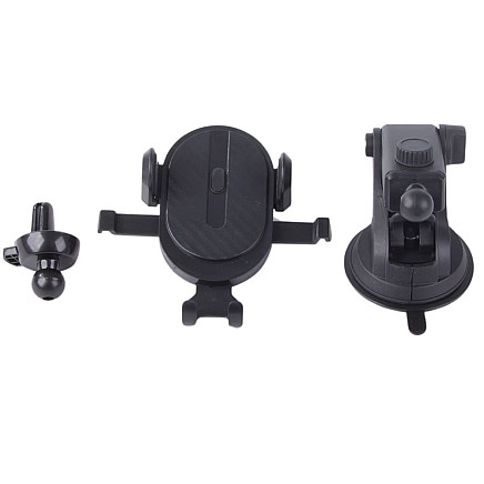 Universāls auto telefona turētājs stiprināšanai pie stikla vai ventilācijas restē, melns