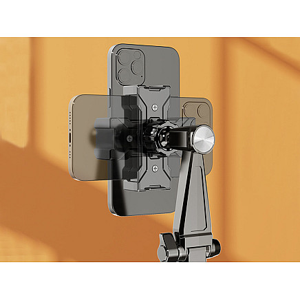 Regulējams un grozāms galda statīvs telefonam un planšetdatoram, melns