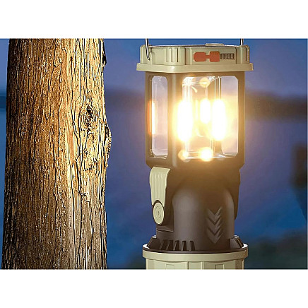 Uzlādējama solārā kempinga LED lampa ar rokturi, 5 režīmi